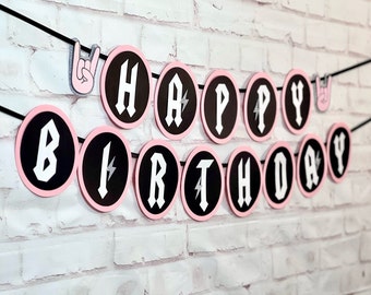 Rockstar Birthday / One Rocks / Another One Bites The Dust/Rock and Roll Birthday/Rockstar Pink Banner/Rocker Girl/One Rockin Year / Pink