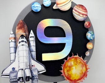 Space Birthday Cake Topper | Outerspace Birthday Party | Astronaut Birthday | Solar System decor | Space Birthday Gift | Outer Space Banner