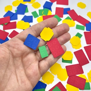 Building block Confetti, Building block table scatter, Building Block Birthday, Brick birthday, Brick Party Decor (red/blue)