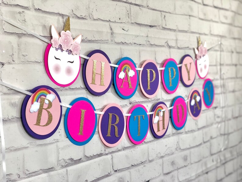 Unicorn banner, Unicorn birthday banner, Unicorn Rainbow Banner, Unicorn garland, Unicorn birthday, Unicorn party, Unicorn image 1