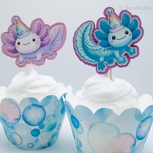 Festa Axolotl / Festa di compleanno Axolotl / Topper per cupcake Axolotl / Decorazioni per feste Axolotl / Festa in piscina Axolotl / Torta Axolotl / Axolotl rosa