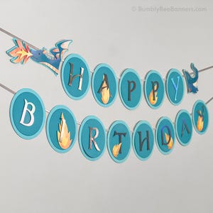 Dragon Birthday | Dragon party bundle | Blue Dragon Party | Dragon gift | Dragon banner | Mythical dragon Birthday (teal)