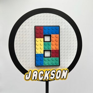 Building Block Cake Topper | Brick number Cake Topper | Brick Party | Building Block Party Decor | Brick Party Gift (R/B/G)