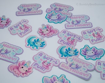 Axolotl Stickers |  Axolotl party favors | Axolotl Birthday | Axolotl Birthday Gift | Axolotl water bottle stickers | Axolotl party (pink)