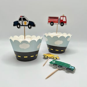 Transportation Cupcake Topper, Vehicle Birthday Decorations, Truck Birthday, Transportation Balloon Garland, Transportation Party Decor