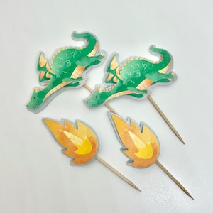 Dragon Cupcake topper, Calling All Dragon&#39;s birthday, Medieval Party, mythical creature birthday, Dragon Party, Dragon Invitation (Green)