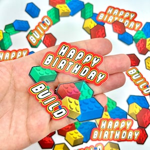 Building Block, Colorful Brick Birthday Favors, Brick Birthday, Brick Balloon Garland, Brick Party Decor, (Red/Green/Blue)