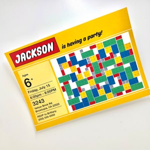 Building Block Invitation / Brick invitation editable digital file / Brick Birthday / Brick Party
