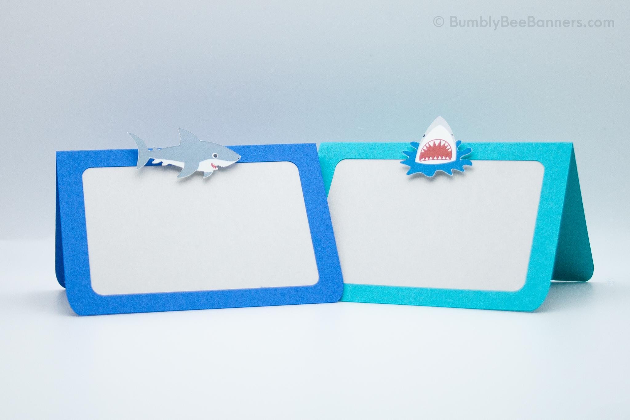 Shark Birthday Party| Shark Birthday | Shark Birthday Food Tents | The Big One party | Shark Party Decor