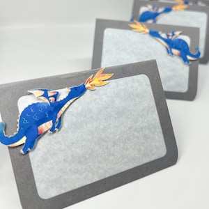 Dragon Birthday | Dragon Place Cards | Blue Dragon | Dragon Party | Dragon Fire | Dragon book party | Dragon Food Tent | Dragon room, (Blue)