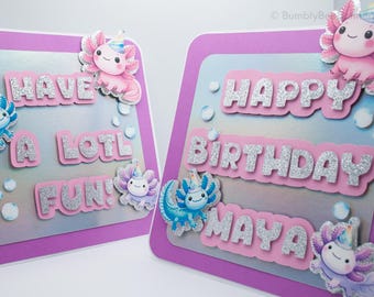 Axolotl Centerpiece| Axolotl party table sign | Axolotl birthday | Axolotl party | party decor | Have a- lot-fun | Axolotl lover party pink