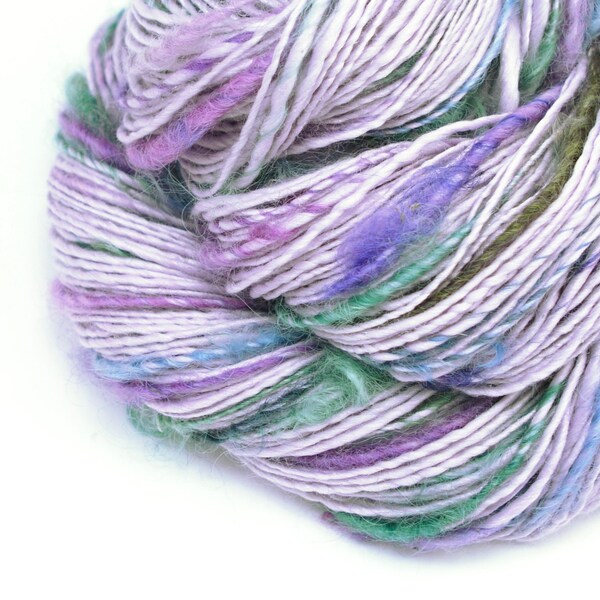 Textured Yarn, Handspun Yarn, Art Yarn, Handspun Art Yarn, Artisan Yarn, Weaving Yarn, Mixed Media, Knitting, Worsted Wt. Yarn, FEATHER