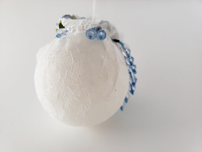Wedding Table Decor, Christmas Victorian Inspired Chic Tree Ornament Home Decor Blue Decoration Lace Ornament Ball