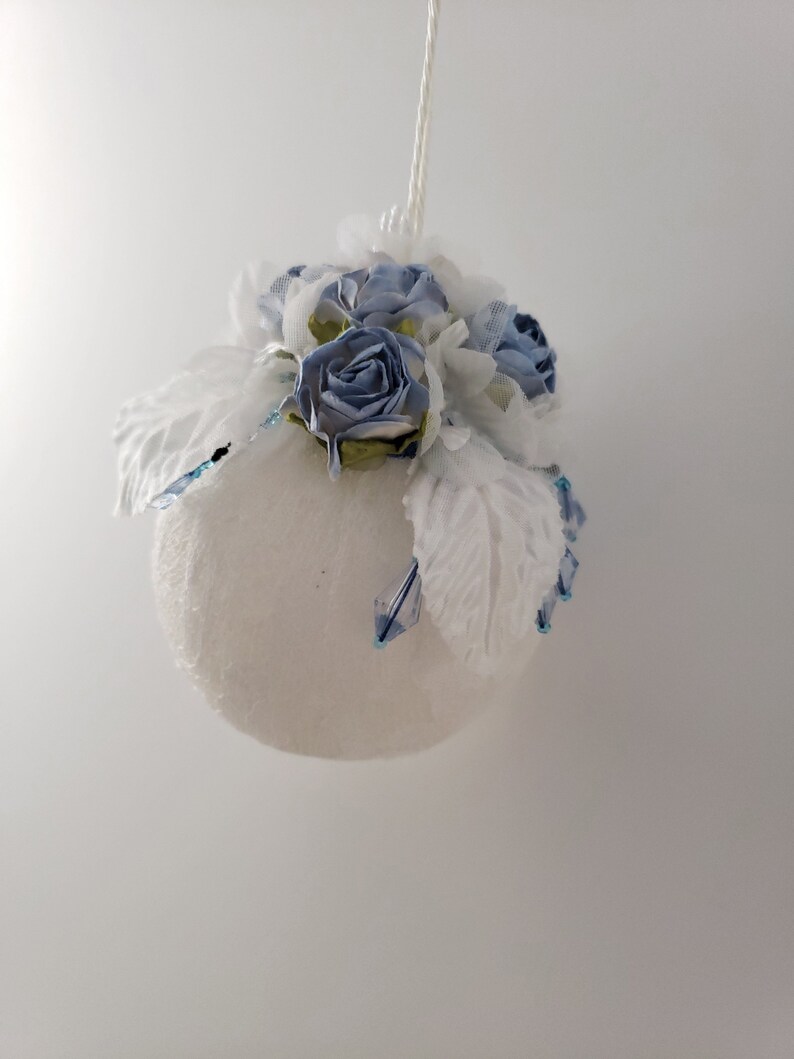 Wedding Table Decor, Christmas Victorian Inspired Chic Tree Ornament Home Decor Blue Decoration Lace Ornament Ball