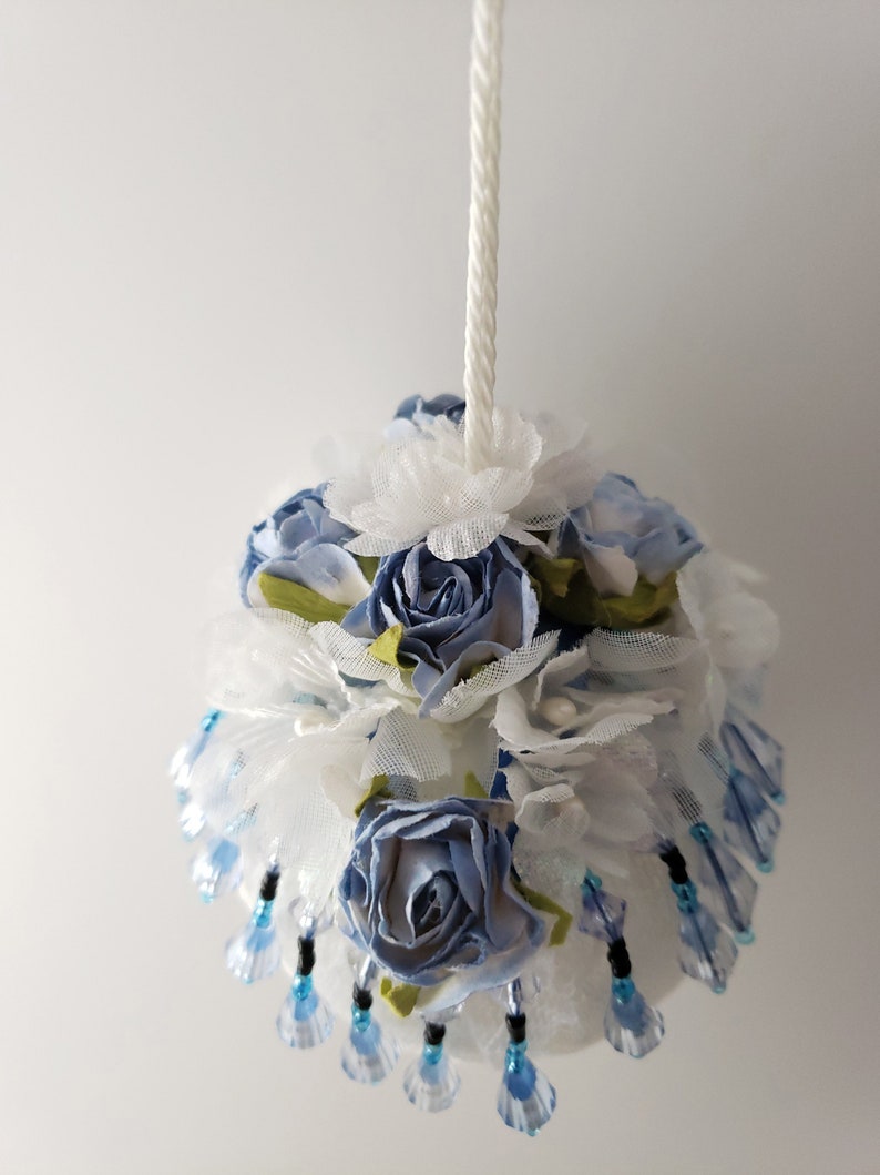 Wedding Table Decor, Christmas Victorian Inspired Chic Tree Ornament Home Decor Blue Decoration Lace Ornament Ball