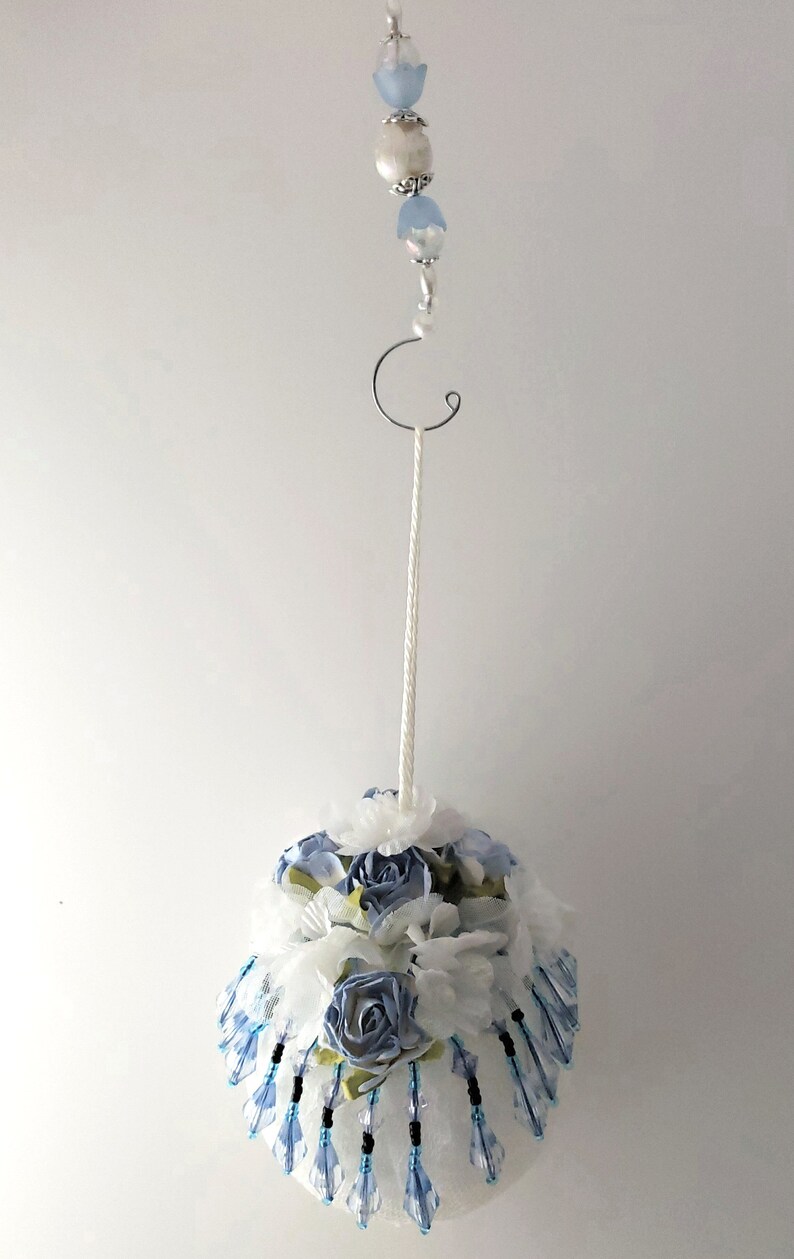 Wedding Table Decor, Christmas Victorian Inspired Chic Tree Ornament Home Decor Blue Decoration Lace Ornament Ball