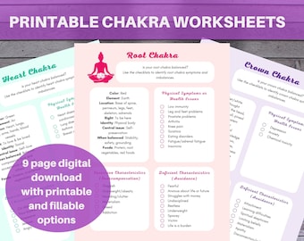 Chakra Balancing  Worksheets, printable and fillable pdfs