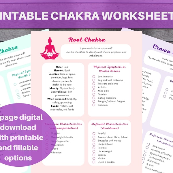 Chakra Balancing Worksheets - Etsy