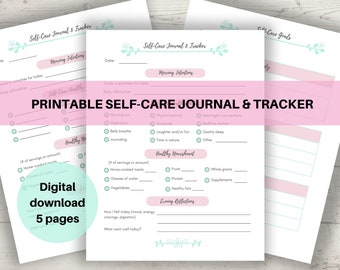 Self-Care Journal & Daily Tracker to help busy women prioritize healthy habits, printable