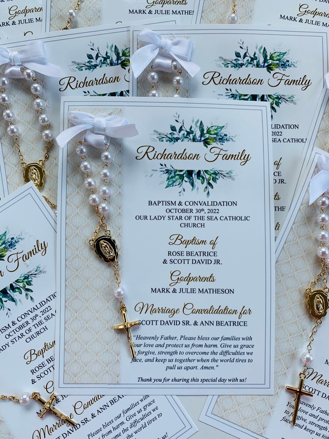 Baptism Favor Cards With Rosaries, Baptism Favors, Baptism Cards With Rosaries, Rosary Cards