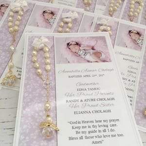 Cartes de cadeau de baptême avec chapelets, cadeaux de baptême, cartes de baptême avec chapelets, cartes de chapelet, cadeaux de chapelet, souvenirs de baptême