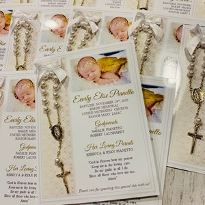 Baptism favor cards with rosaries, Baptism favors, Baptism cards with rosaries, Rosary cards, Rosary favors, Baptism memories