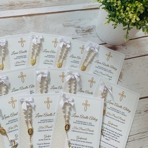 Baptism favor cards with rosaries, Baptism favors, Baptism cards with rosaries, Rosary cards, Rosary favors, Baptism memories