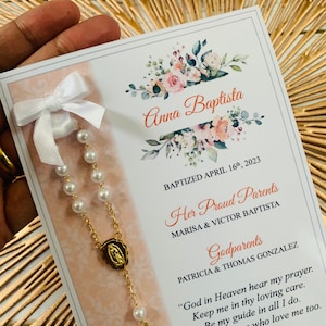 Cartes de cadeau de baptême avec chapelets, cadeaux de baptême, cartes de baptême avec chapelets, cartes de chapelet, cadeaux de chapelet, souvenirs de baptême