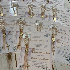 Cartes de cadeau de baptême avec chapelets, cadeaux de baptême, cartes de baptême avec chapelets, cartes de chapelet, cadeaux de chapelet, souvenirs de baptême
