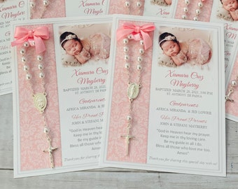 Baptism favor cards with rosaries, Baptism favors, Baptism cards with rosaries, Rosary cards, Rosary favors, Baptism memories