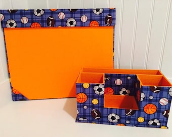 Kids Desk Organizer, Desk Caddy, Desk Pad, Desk Organizer, Desk Set, Sport Desk Organizer, Ball decor