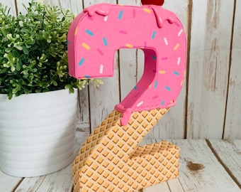 TWO SWEET birthday, ice cream photo prop number 2, Birthday  party decor, Standup &quot;TWO&quot; sign, photography prop, 8” numbers