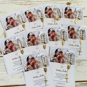 Baptism favor cards with rosaries, Baptism favors, Baptism cards with rosaries, Rosary cards, Rosary favors, Baptism memories
