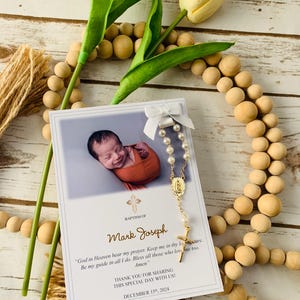 Baptism favor cards with rosaries, Baptism favors, Baptism cards with rosaries, Rosary cards, Rosary favors, Baptism memories