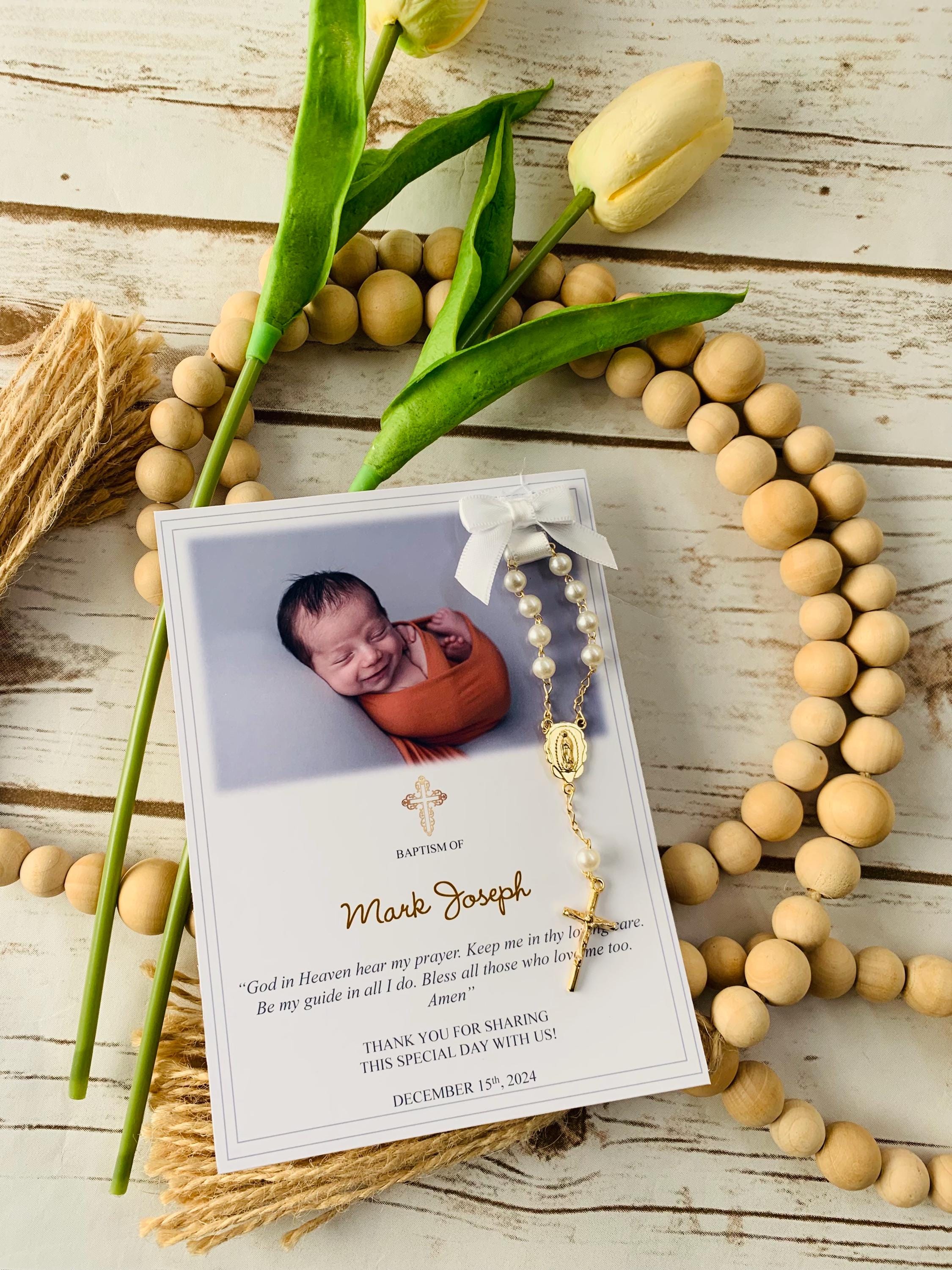 Baptism favor cards with rosaries, Baptism favors, Baptism cards with rosaries, Rosary cards, Rosary favors, Baptism memories