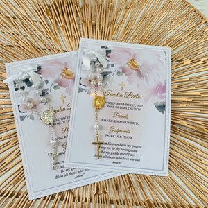 Cartes de cadeau de baptême avec chapelets, cadeaux de baptême, cartes de baptême avec chapelets, cartes de chapelet, cadeaux de chapelet, souvenirs de baptême