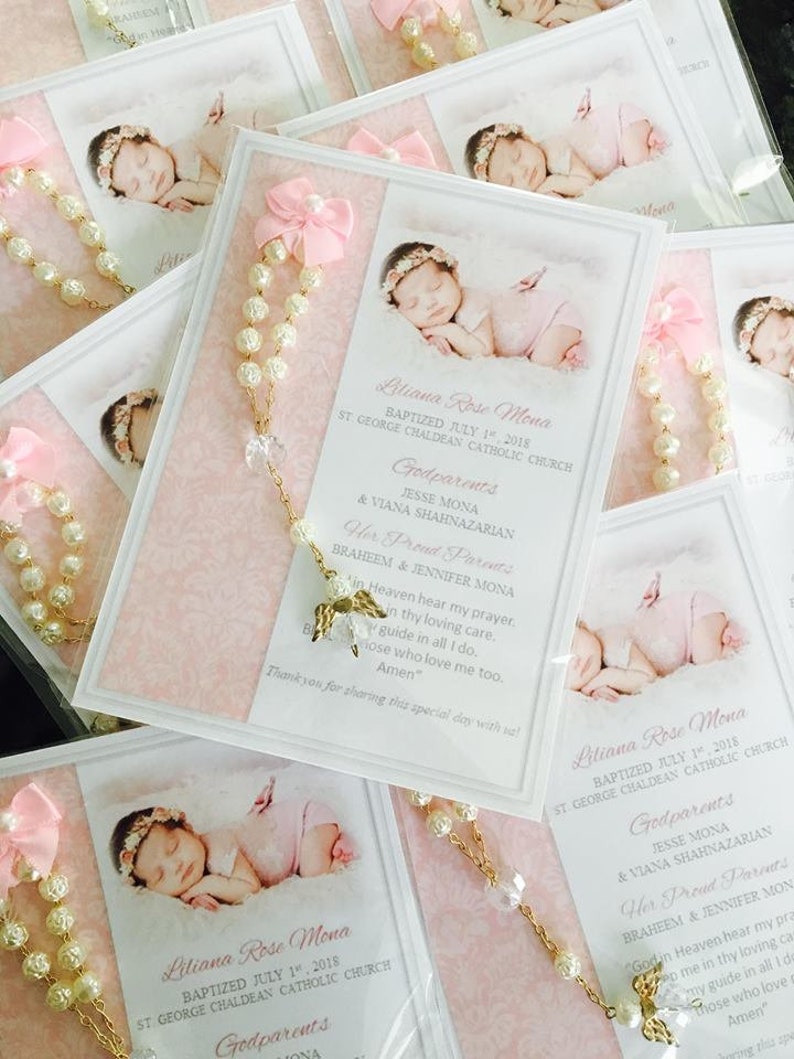 Baptism Favor Cards With Rosaries Baptism Favors Baptism Etsy