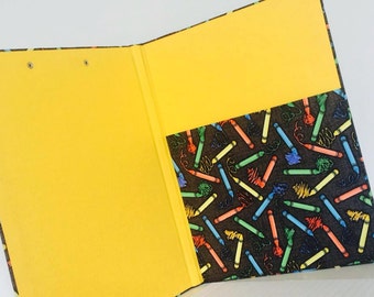 Back to school Supplies, Clipboard Padfolio, padfolio clipboard with memo pad, Padfolio Clipboard, teacher appreciation gift, Crayons