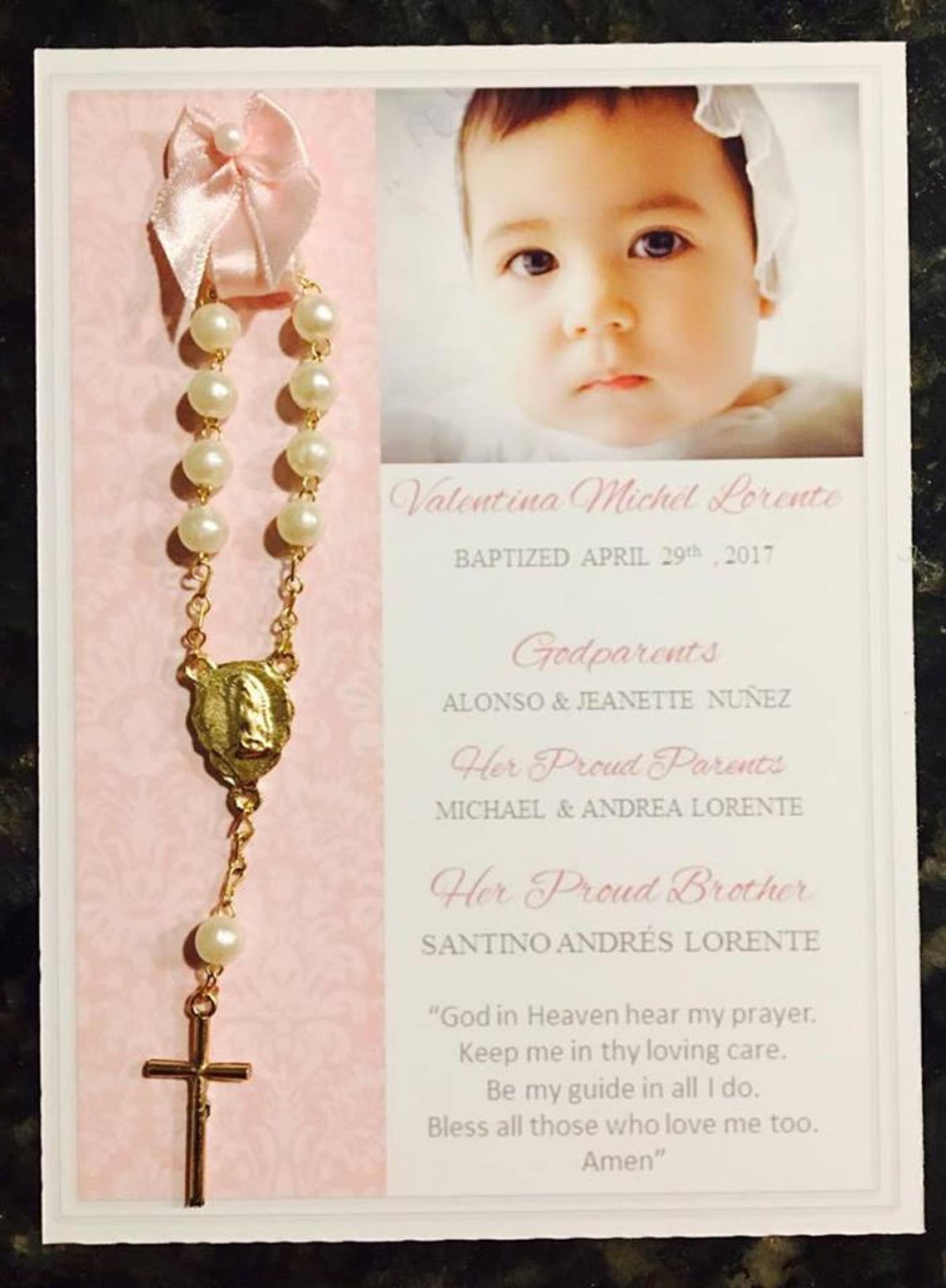 Baptism Favor Cards With Rosaries Baptism Favors Baptism Etsy