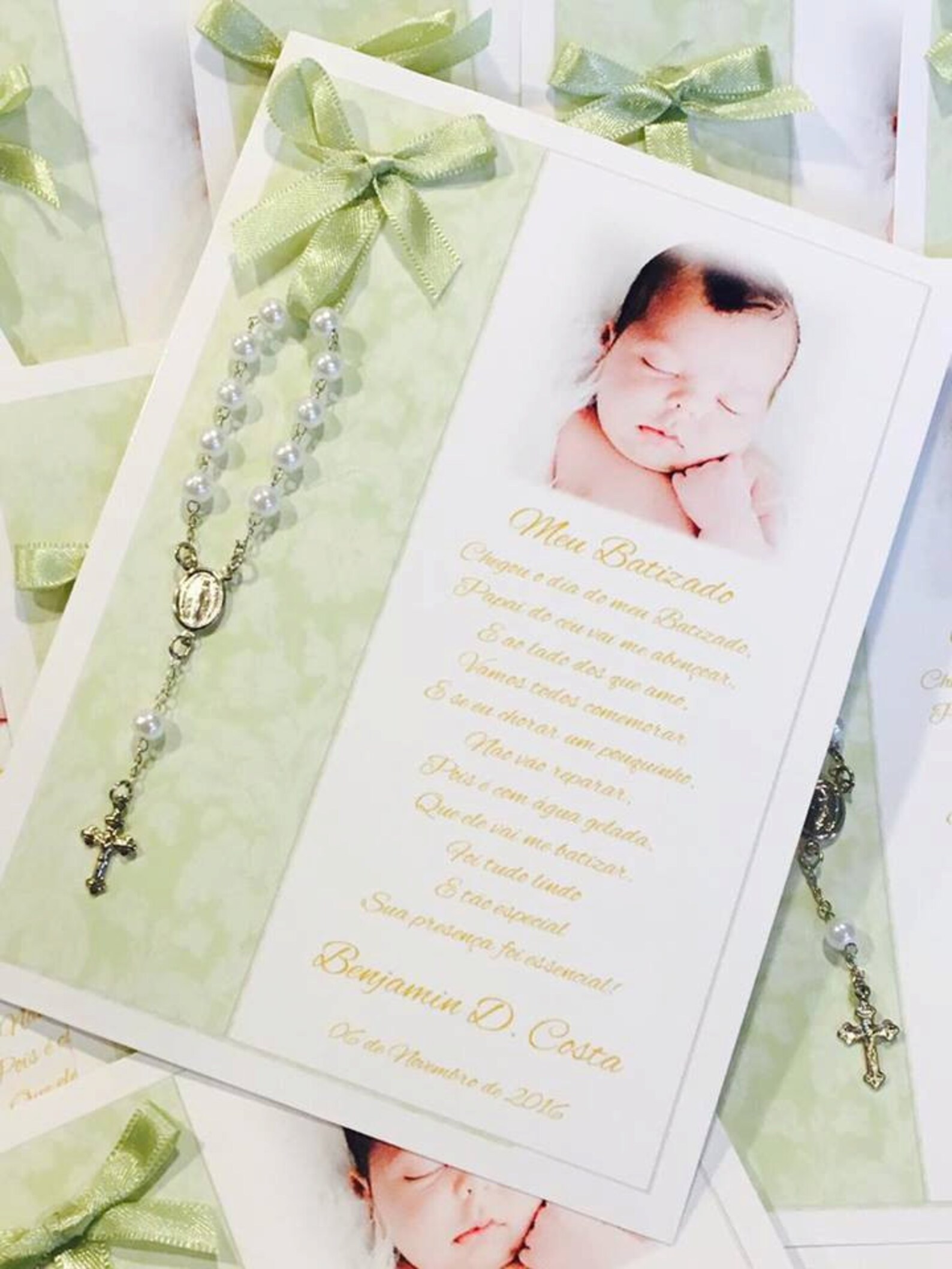 Baptism Favor Cards With Rosaries Baptism Favors Baptism Etsy