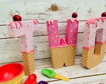 Ice cream photo prop, ice cream birthday party sign, Stand up &quot;TWO&quot; sign, standing letters, photography prop, party decor, letter prop