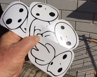 Princess Mononoke Kodama Decal Stickers: Forest Tree Spirits - 4 Piece