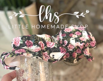 Pretty ghost / Halloween Mason Jar Topper/ sourdough starter cover