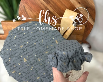 Reversible/ reusable Bowl and Mason jar cover set or individual