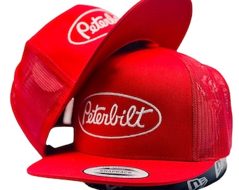 Peterbilt Diesel Trucker Hat Cap Flat Bill  Embroidered for Mens Hat Baseball Cap Gorra Red