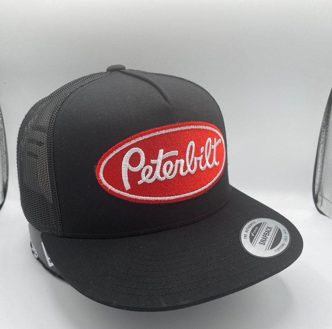 Peterbilt 379 Embroidered Patch Flat Bill Mesh Snapback Trucker Cap Hat PB Semi Handmade | Accessories | Peterbilt 379 Embroidered Patch  main image 3