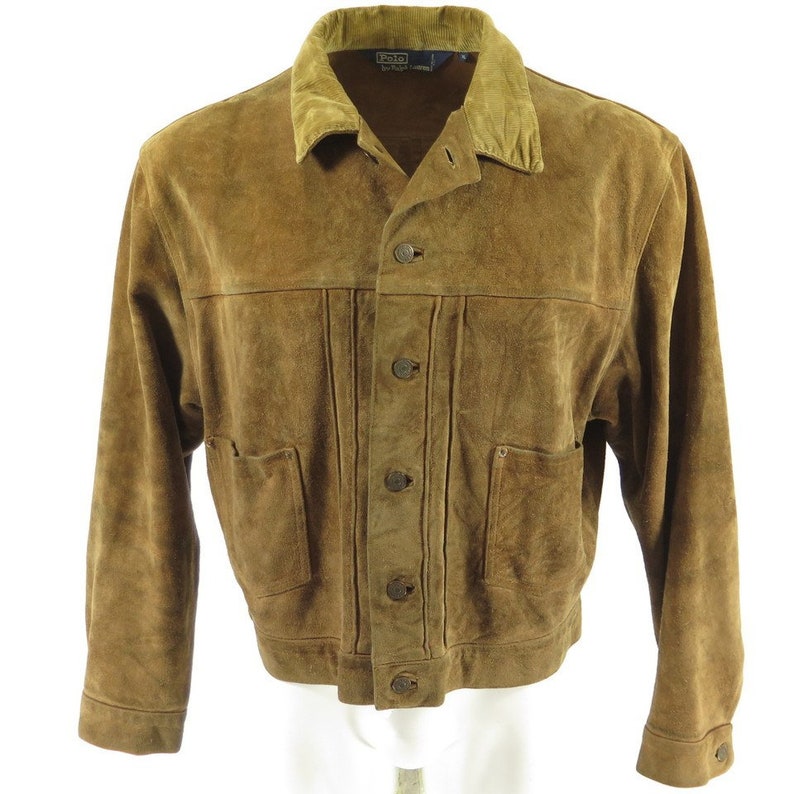 Lauren Jacket 90s Retro Brown Xl Style Mens Polo Suede Vintage Ralph Tlu1c5KJ3F