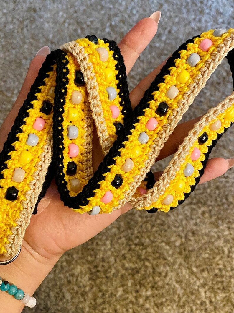 UPDATED CROCHET PATTERN Beaded Crochet Cotton Lanyard Etsy