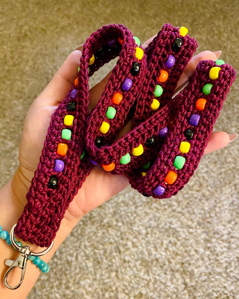 UPDATED CROCHET PATTERN Beaded Crochet Cotton Lanyard Etsy