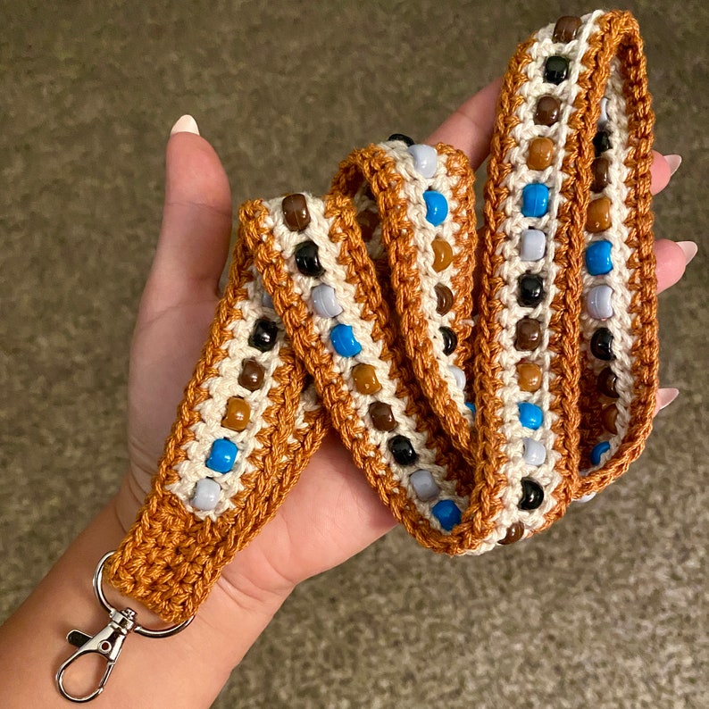 UPDATED CROCHET PATTERN Beaded Crochet Cotton Lanyard Etsy